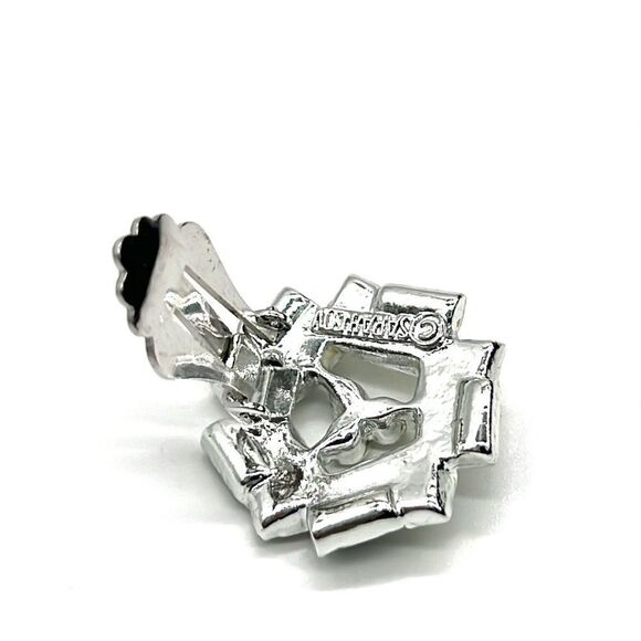 Vintage Sarah Coventry Clip-on Earrings Silver Tone Green and Clear
Rhinestones - Picture 6 of 8